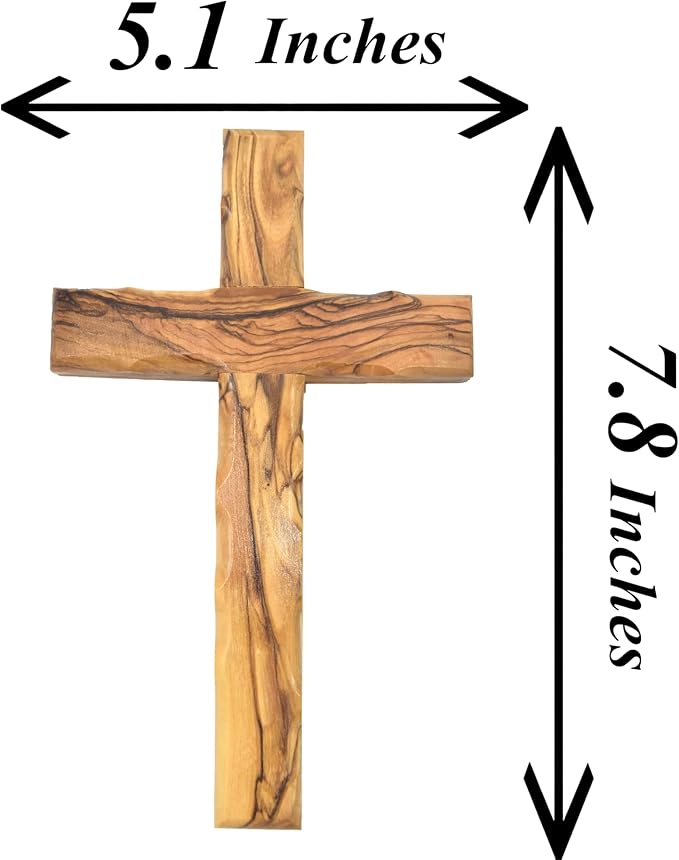 Zuluf Wall Hanging Olive Wood Cross | Hand Carved Cross | Olivewood Christian Wall Cross With Holy Land Certificate | Ideal Gift for Home Decoration, Weddings and Home Office 20cm / 7.8" CRS051