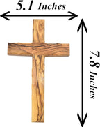 Zuluf Wall Hanging Olive Wood Cross | Hand Carved Cross | Olivewood Christian Wall Cross With Holy Land Certificate | Ideal Gift for Home Decoration, Weddings and Home Office 20cm / 7.8" CRS051