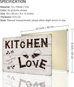 Funny Kitchen Signs Decor-Kitchen Farmhouse Decor-Personalized Kitchen Metal Sign-Kitchen Counter Accessories-12x8 Inch Hanging Plaque Home Wall Decorations-This Kitchen Is Seasoned With Love