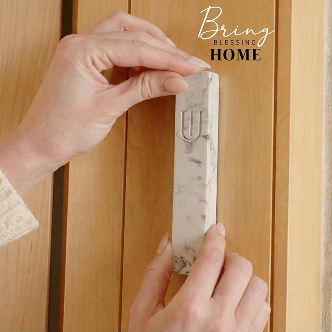 SURI Mezuzah for Door with Scroll – 6 Inch Modern Mezuzah Case with Non Kosher Scroll Included, Fits up to 5” Scroll, Easy Adhesive Installation, Gift Box Included