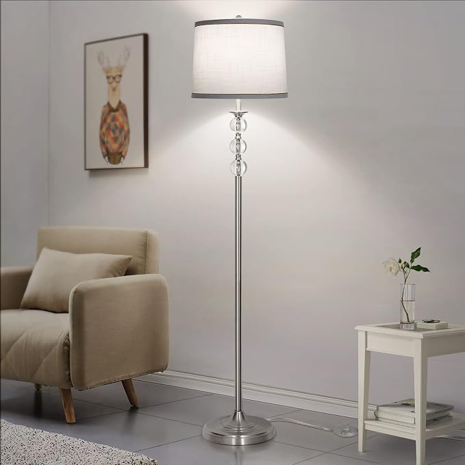 Lampshades Set of 2 for Table Lamps, Floor Lamps, Fabric White Lamp Shades 11.6" Top x 12.6" Bottom x 9.8" High, Drum Lampshades(Spider Fitter), Medium Lamp Shades Replacement, Easy Assembly Required