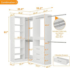 Closet System with 3 Drawers, Corner Closet Organizer Systems with 7 Shelves & 5 Hanging Rods L-Shaped Walk in Closet Freestanding Corner Tower Modular Storage System 2 Sets 1400+ Lbs Capacity White
