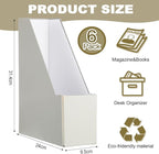 Gueevin Set of 6 Magazine File Holders, Sturdy Cardboard Desk Magazine Organizer with Gold Label Slots, Foldable File Folder Rack for Home Office Classroom Library(Beige)