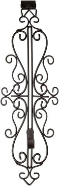 [Front Door WREATH HANGER] - Colonial Design | ADJUSTABLE Hook Length for Tall and Small Doors | PADDING to Prevent Damage like Scratch and Dents | Heavy Duty Cast Iron Metal Hangar - (Brown)