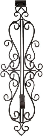 [Front Door WREATH HANGER] - Colonial Design | ADJUSTABLE Hook Length for Tall and Small Doors | PADDING to Prevent Damage like Scratch and Dents | Heavy Duty Cast Iron Metal Hangar - (Brown)
