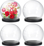 Tuanse 4 Pieces Glass Dome Display Showcase Glass Globe and Display Dome with Wood Base DIY Craft Keepsake Globe Case Gifts for Women Wedding Tabletop Centerpiece Decoration(Black)