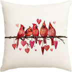 RABUSOFA Valentines Pillow Covers 18x18 inch Valentines Day Decoration Red Love Heart Cardinal Anniversary Wedding Throw Pillowcase for Couch Home Decor(15)