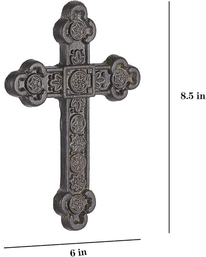 Retrome 8.5" H Cast Iron Wall Cross Home Decor, Green……
