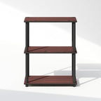 Furinno Turn-N-Tube Book Shelf, 3-Tier Bookshelf, Bookcase with Multipurpose Compact Display Rack, 11.6 x 23.6 x 29.6, for Living Room, Bedroom, Home Office, Dark Cherry