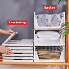 yazi 5 Pack Stackable Closet Storage Box,Closet Shelf Organizer and Storage Plastic Drawer Storage,Wardrobe Organizer Closet Organizers Storage Box for Cupboard Kitchen, Office(5L)