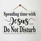 POMOTER 8x12 Inch Spending Time with Jesus Do Not Disturb Wood Sign Please Quiet Prayer in Session Religious Progress Do Not Enter Wall Door Plaque