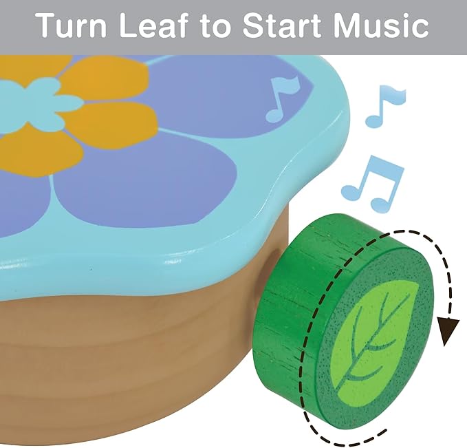 Wooden Music Box Mechanism - Rock n Roll Dancing Bug on Flower Playing Minuet No.3 for Kids (Caterpillar)