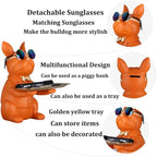 Modern Decor Resin Orange Bulldog Tray Statue Tray Storage Key Holder Candy Jewelry Earrings Tray Suitable for Home Decor Modern Art Dining Table Decor Office Small Object Tray