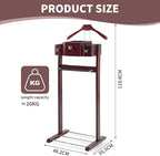 Suit Valet Stands with Hanger, Pant Hanger and Metal Shoe Rack Wood Modern Standing Hanger with Storage Organizer Clothing Rack for Entryway, Bedroom, Office Suit Stand(Standing Dark Brown)