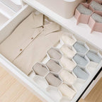 Poeland Drawer Divider Organizer Adjustable DIY Grid Honeycomb Drawer Divider for Underwear Belt Scarf Socks White