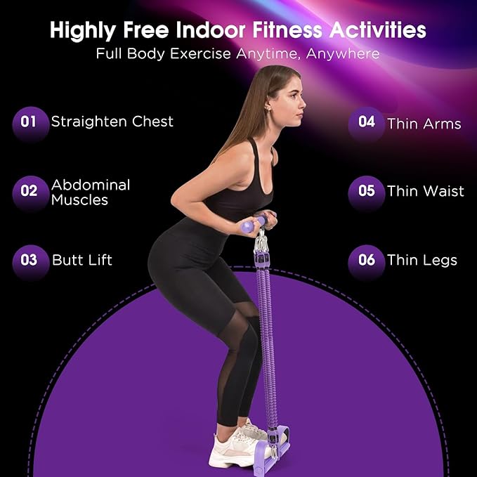 2025 Upgrade Pedal Resistance Band,4-Tube Elastic Sit Up Pull Rope for Men and Women,Pedal Puller for Strength Training,Foot Resistance Rope for Physical Therapy with 5Pcs Exercise Bands