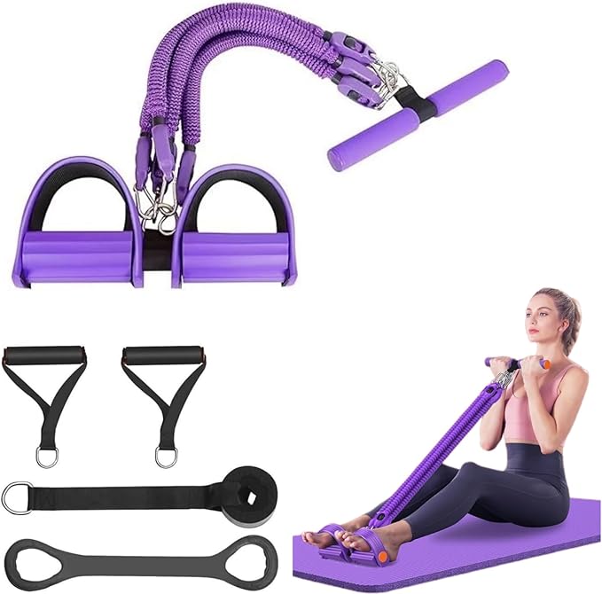 Resistance Bands for Exercise,6-Tube Elastic Yoga Pedal Puller Resistance Band, Natural Latex Tension Rope Fitness Equipment, for Abdomen/Waist/Arm/Leg Stretching Slimming Training