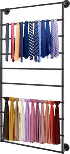 Scarf Organizer, Hijab Organizer, 10 Tier Wall Mounted Ribbon Rack, Ties Silk Scarves Towels Storage Multifunctional Metal Rack, Wall Shelf for Clothing Store, Flower Shop, Home