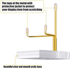 Suzile 4 Pcs Adjustable Metal Arm Display Stand Easel with Acrylic Base Rock Display Easel Holder Acrylic Crystal Clear Plate Stand for Geodes Mineral Agate (Gold, 2 x 2 x 3 Inch)