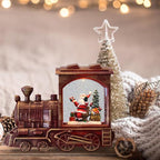 Musical Christmas Snow Globe Lantern Battery Operated with 6 Hour Timer Spinning Water Red Train Singing Lighted Snow Globe Lamp Holiday Decoration Gift(Santa, 10.6 x 4.3 x 8.3 Inches)