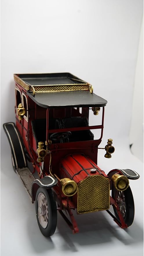 Decorative Car Antique Red Retro Model Metal Ornament 18x32cm Vintage Style Home Decor Shelf Display Collectible Gift - Multicolor, One Size