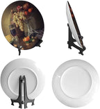 Decorative Plate Stand, 6 Inch, Cheese Grape Pomegranate Orange Garnish Round Display Plate, Hanging Decorative Plate with Display Stand, for Home Kitchen Bedroom Decorative Ornaments