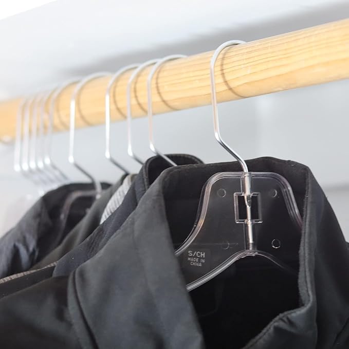 DEILSY™ Clear Plastic Hangers 50 Pack - Durable Clothes Hanger for Wardrobe Organization, Essential Plastic Hanger for Garments, Versatile Coat Hangers for Home and Retail Use