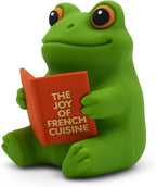 Little Readers – Cute Figurines for Bookshelves, Desks, Terrariums & Home Decor – Book-Loving Animal Statues - Frog