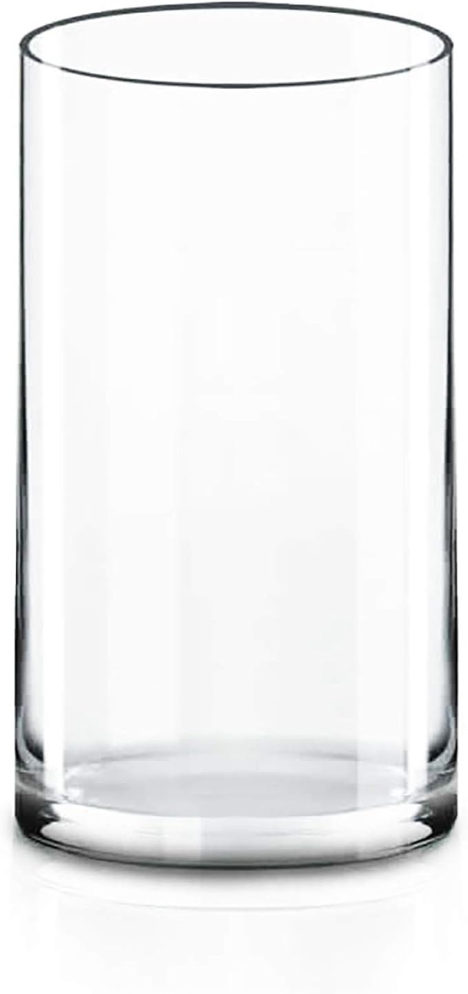 CYS Excel Glass Cylinder Vase (H:10" D:5") | Multiple Size Choices Glass Flower Vase Centerpieces | Hurricane Floating Candle Holder Vase