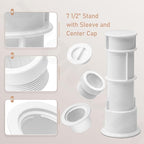 US105 Umbrella Stand with Sleeve and Center Cap, 7 1/2" Stand with Sleeve, for Umbrellas, Volleyball Poles and Tiki Torches, 1 1/2" - 1 3/4" Hole Can be Installed on Floor, Step or Deck - White