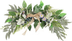 Artificial Flower Swag with Daisies, Berries & Bow, 21.7 Inch Farmhouse Greenery for Wedding, Wall, Door Decor