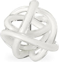 Torre & Tagus Orbit Hand Blown Glass Infinity Knot Sculpture - 3 Inch Glass Art White Knot Decor Ball for Home Decor, Small Centerpiece Table Decoration for Home Interior (Solid White)