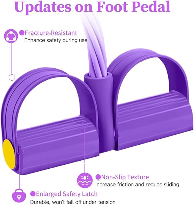 Pedal Resistance Bands with Handles, Durable 6-Tubes Multifunction Pedal Resistance Band, Natural Rubber Foot Pedal Resistance Bands, Fitness Resistance Bands for Abdomen, Waist, Arm, Leg