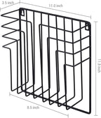 MyGift 11 Inch Modern Art Deco Black Metal Wire Floating Magazine Rack and File Folder Holder, Wall Mounted Home or Office Storage for Oversized Magazines