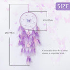 Pretty Jolly Dreamy Girls Butterfly Dream Catcher Wall Decor Fairy Purple Feather Baby Dreamcatcher Handmade Home Décor Wall Hanging for Nursery Bedroom Girls Birthday Gift
