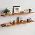 Homeforia Floating 60 inch Oak Shelves, High End Solid Real Wood 60inch Floating Shelf for Wall Mounted, Honey Oak Wooden 60in Large Floating Shelves, Heavy Duty Bracket, 60 X 6.5 X 1.75 in, Set of 3