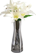 Aoderun Flower Vase for Decor 10" Clear Glass Vase for Centerpieces Large Vases for Flowers Dried Flower Home Decor Living Room Kitchen Office Wedding(Grey)