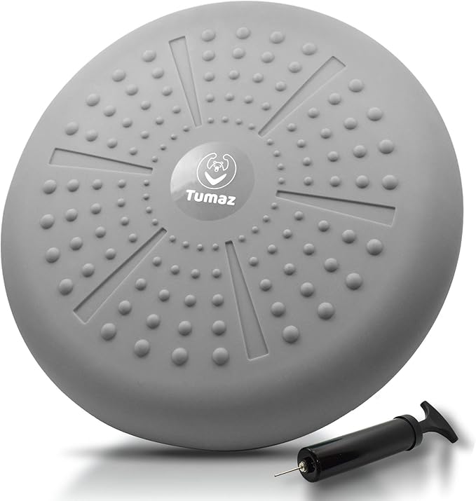 Tumaz Wobble Cushion - Wiggle Seat to Improve Sitting Posture & Stay Focused for Sensory Kids, Balance Disc to Core Strength & Flexible Seating [Extra Thick Balance Board, Pump Included Wobble Board]