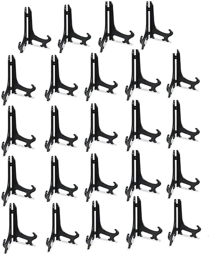 Artliving 6" Black 24pcs/Set Plastic Easels Plate Display Stands Picture Frame Stand Holder