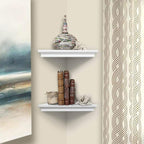 AHDECOR White Corner Shelves, Stylish Wall Mounted Corner Shelf for Space-Saving Storage in Living Room, Bedroom, and Office, Set of 2