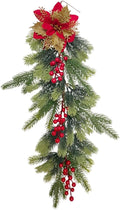 HouseVibe Artificial Christmas Swag Greenery Wreath Decorative Prop Door Swag Staircase Decoration for Stairs New Year 26.77 inch