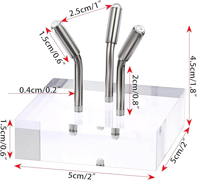 Hipiwe Acrylic Display Stand, Three Metal Peg Display Easel Stand for Fossils Crystal Minerals Rocks and Geodes, Medium,Silver