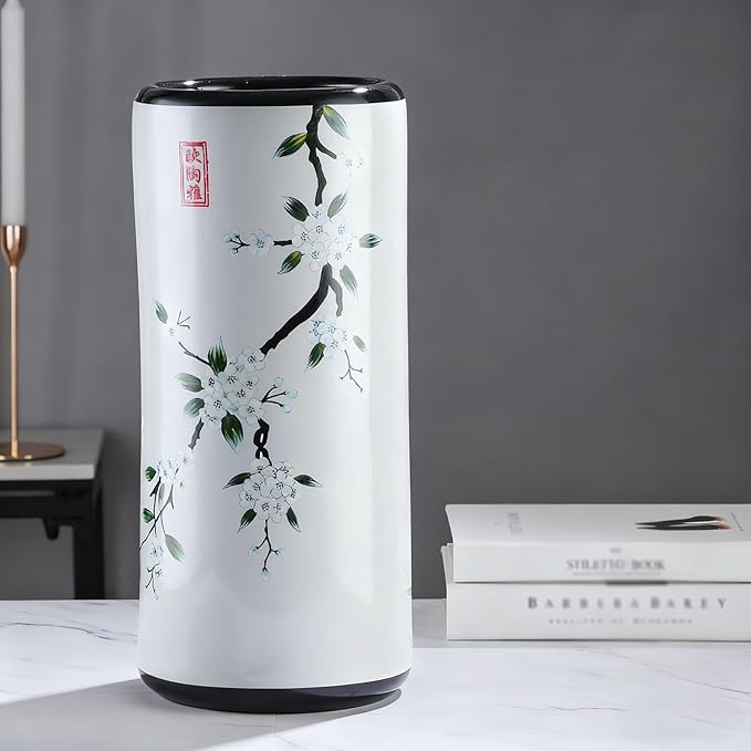 Ceramic Umbrella Stand, Vintage Ceramic Umbrella Stand, Umbrella Holder for Entryway, Multi-Functional Painted Porcelain, for Home Office Entrance Indoor(D)