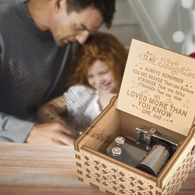 Ucuber You are My Sunshine Music Box, Gift for Daughter from Dad, Wood Laser Engraved Vintage Cute Boxes, Best Gift Birthday/Valentine's Day/Wedding Day (Dad to Daughter)