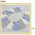 DrCor Blue White Coastal Boho Wall Garland for Nursery, Kids Room, Beach House, Classroom, Back to School & Baby Shower Decor