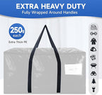 CONGREGATE 8-Pack Heavy Duty Black Moving Bags with Zippers and Handles, Heavy Duty Storage Handbags for Space Saving, Made of PE, 97 Liters/25.6 Gallons (28.7 Inch x 13.7 Inch x 15 Inch)