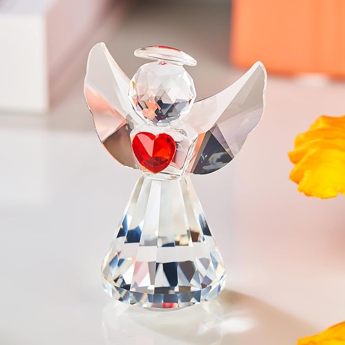 Crystal Guardian Angel Figurine Decoration, Glass Guardian Angel Statue Christmas Birthday Gifts for Girl Women Girlfriend Daughter, Art Collectible Figurines Home Decor (Angel -Clear)