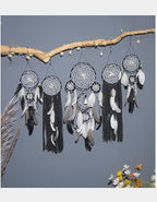 Set of 5 Boho, Hanging Large Boho Dream Catcher Wall Hanging Moon Dream Catcher Set Dream Catchers Wall Decor for Vintage Wedding Home Decorations (Black Purple)