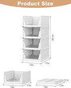 4 Pack Closet Organizer System, Stackable Plastic Clothes Storage Basket, Stackable, Foldable Organizers for Wardrobe Clothes Organizer Suitable for Bedrooms Bathrooms Kitchen Living Rooms Office Dorm