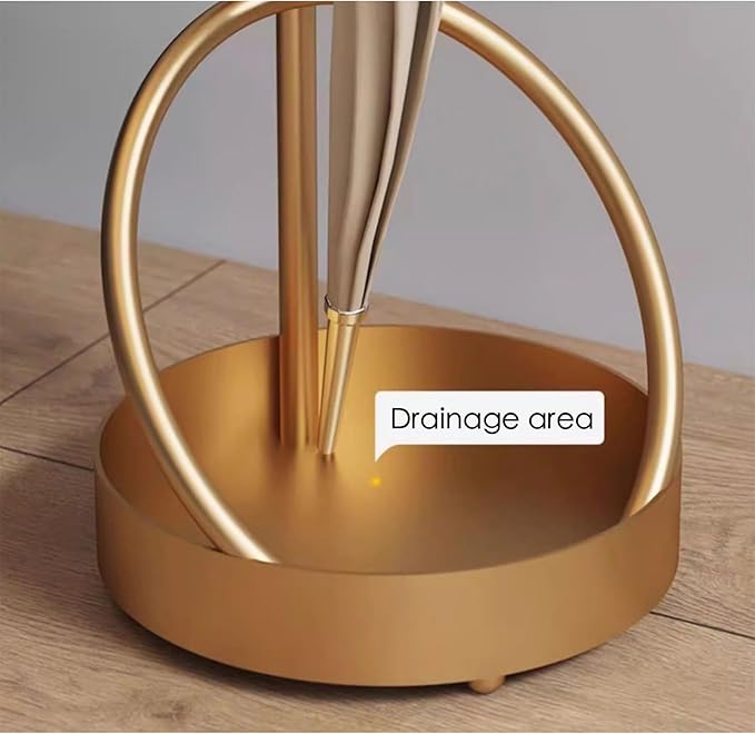 Metal Umbrella Stand At The Entrance, Freestanding Circular Umbrella Holder With Space For Canes And Walking Sticks. Ideal for Hotels, Entryways, Offices, and Hallways，25X10inches (gold)